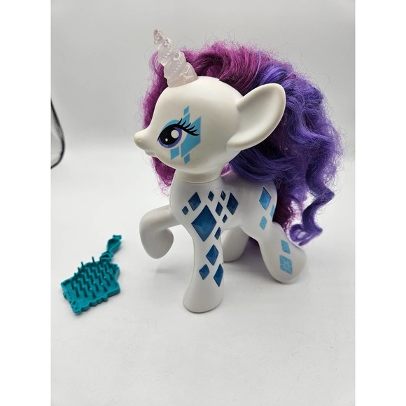 My Little Pony Light-Up Glow 8" Inch Rarity White Unicorn Toy 2014 with Brush - Picture 9 of 10